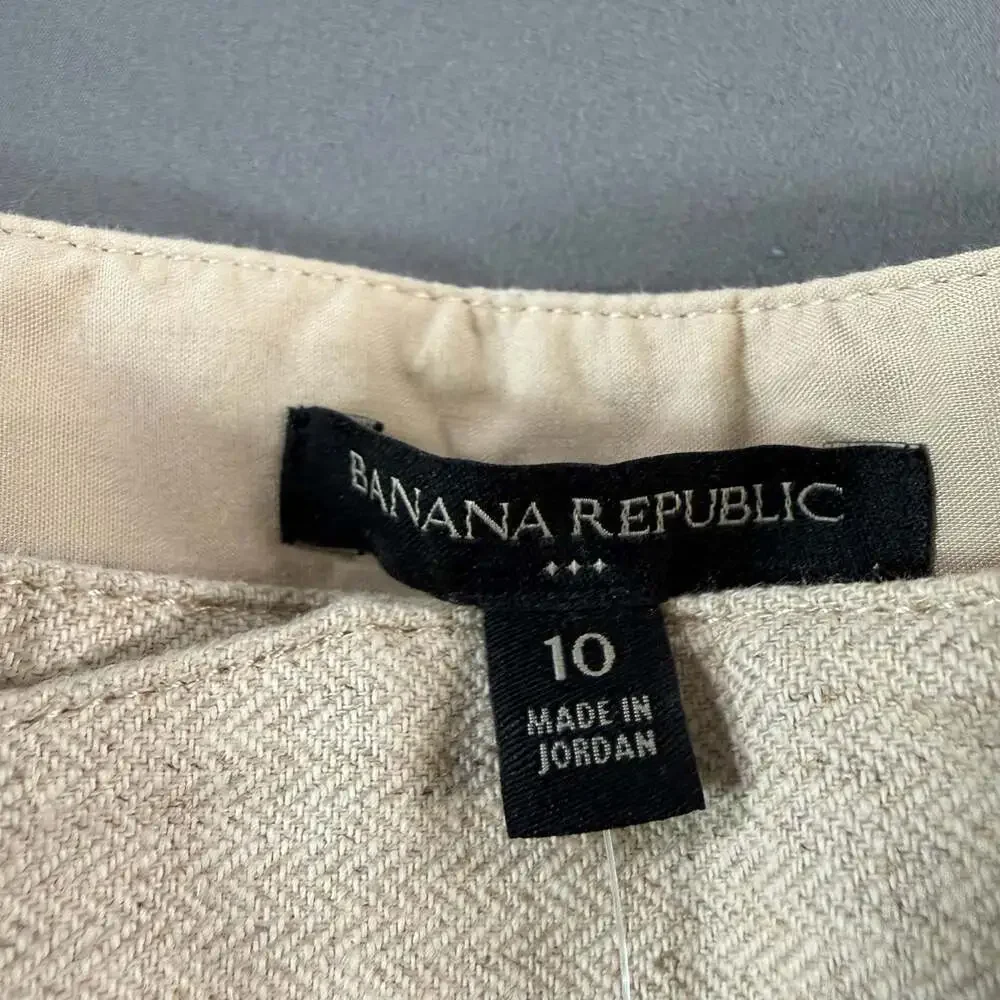 Banana Republic Herringbone Linen Blend Seafarer Pants Womens 10 Beige NWT